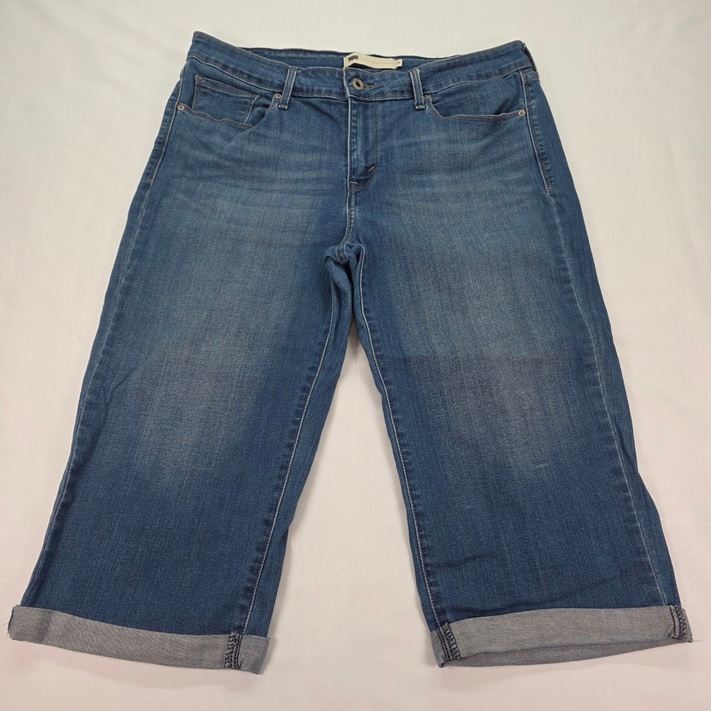 Levis Womens 14 Medium Wash Denim Capri Jeans Stretch Cuffed 17860-0001